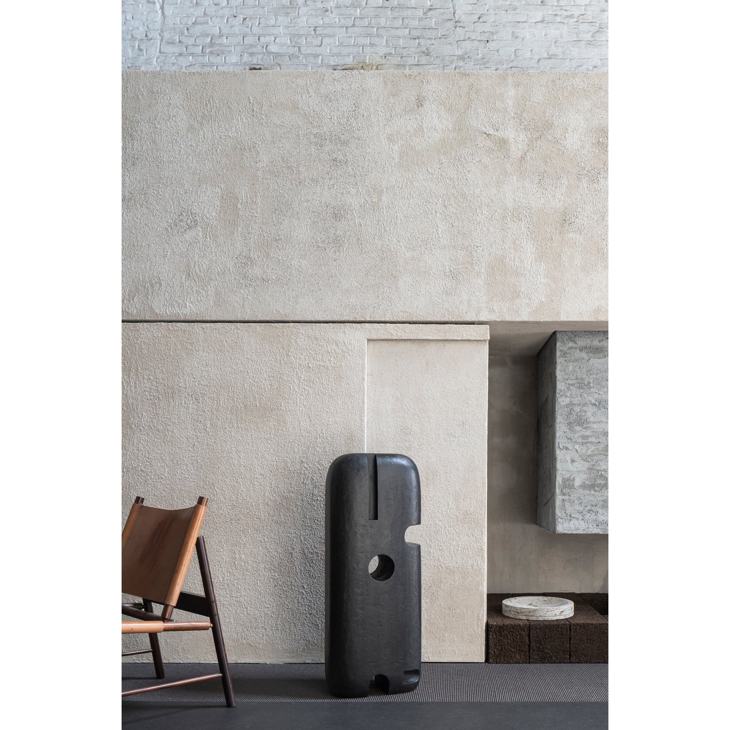 Modern_Shapes_wood Sculpture_Teak_Ovoid_Lucien_Petit_living_room_setting