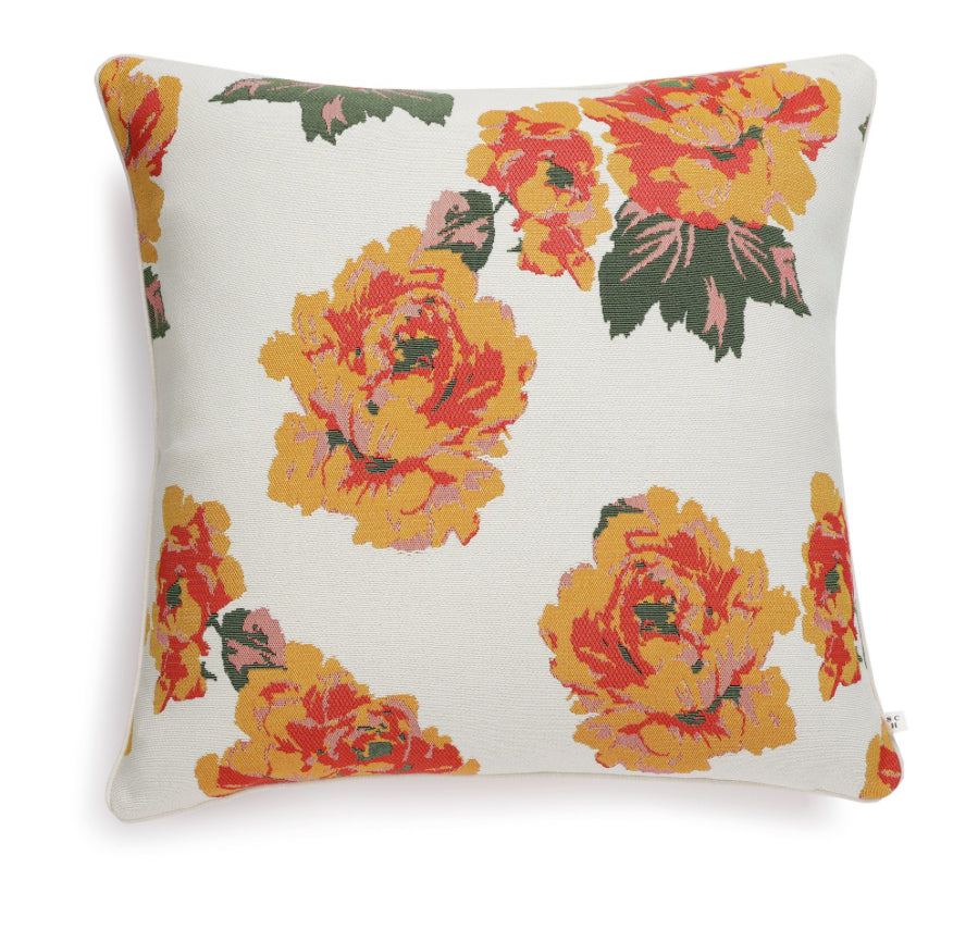 Scapa Home buitenkussen ‘Muggia' met gestyleerd bloemenpatroon in oranje 60 x 60 cm