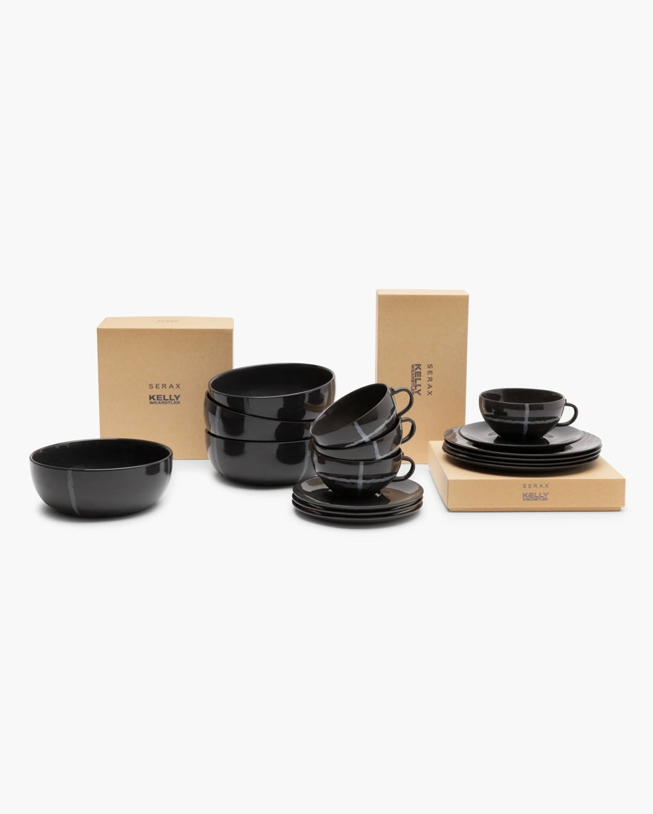 Serax by Kelly Wearstler 'Pacific Zuma' porselein ontbijt servies in grijs