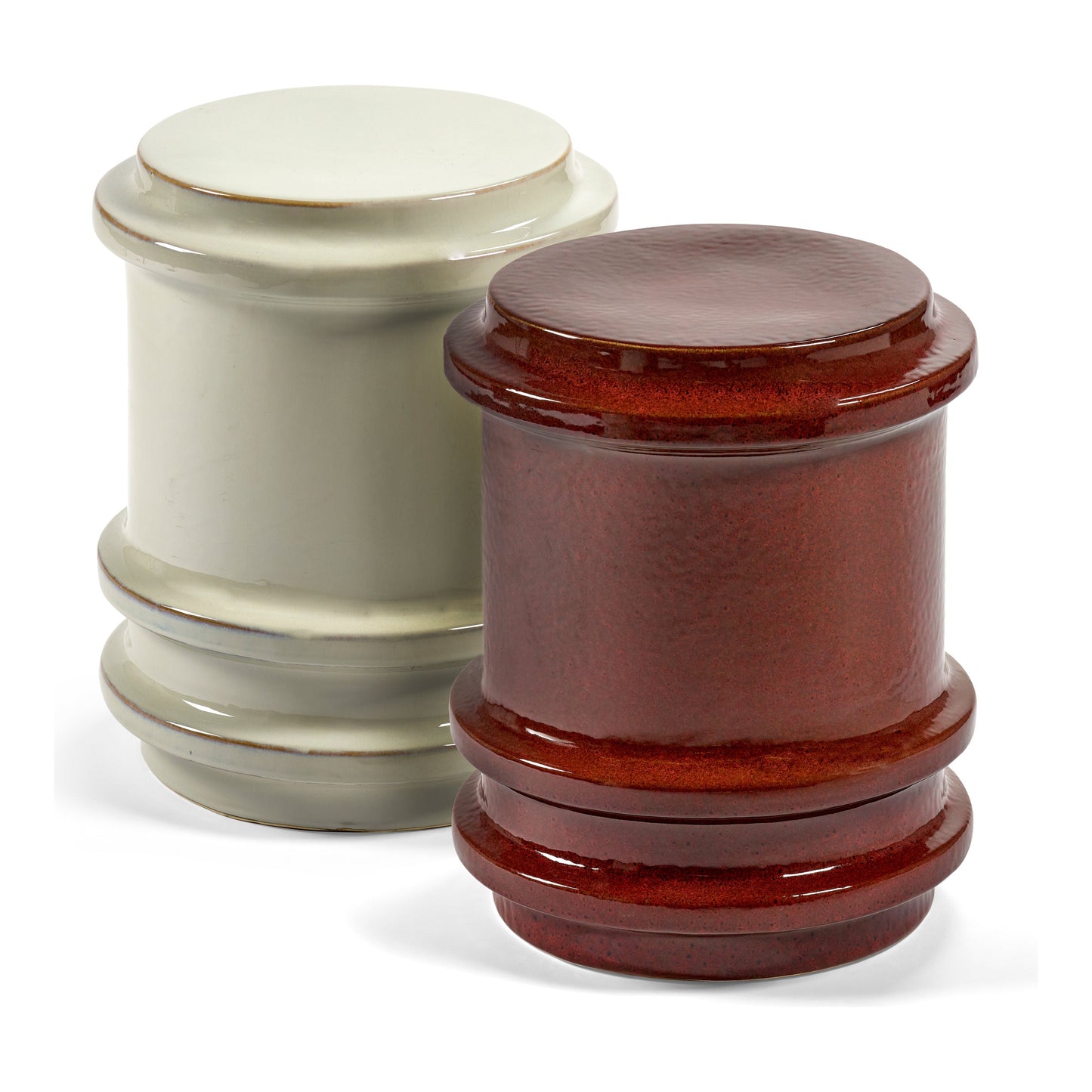 Serax keramisch krukje in off-white en diep rood