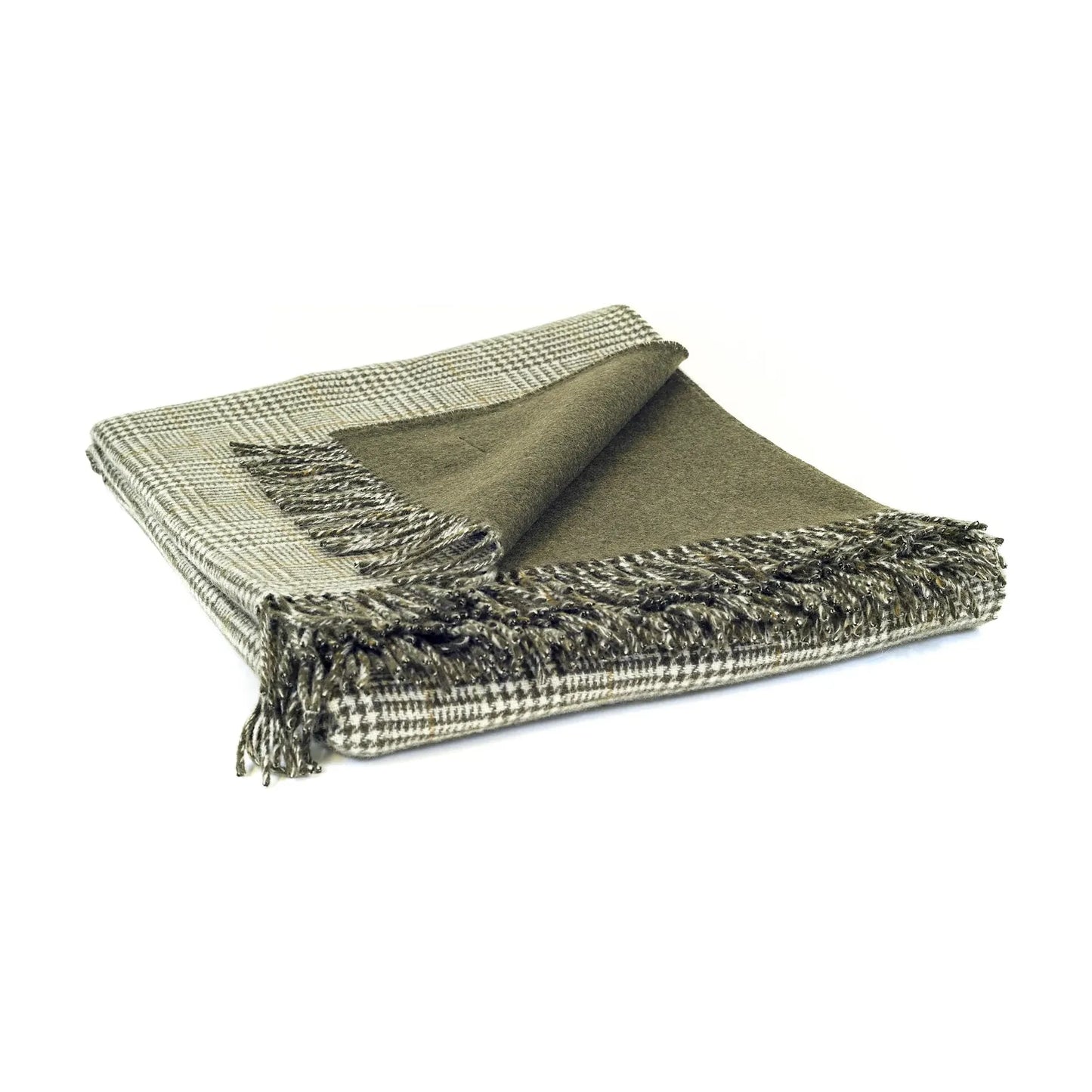 SCAPA_HOME_plaid_Jord_dark_green one side and pied de poule other side