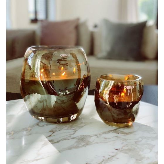 ONNO brandende luxe geurkaarsen set Cape Champagne salontafel setting