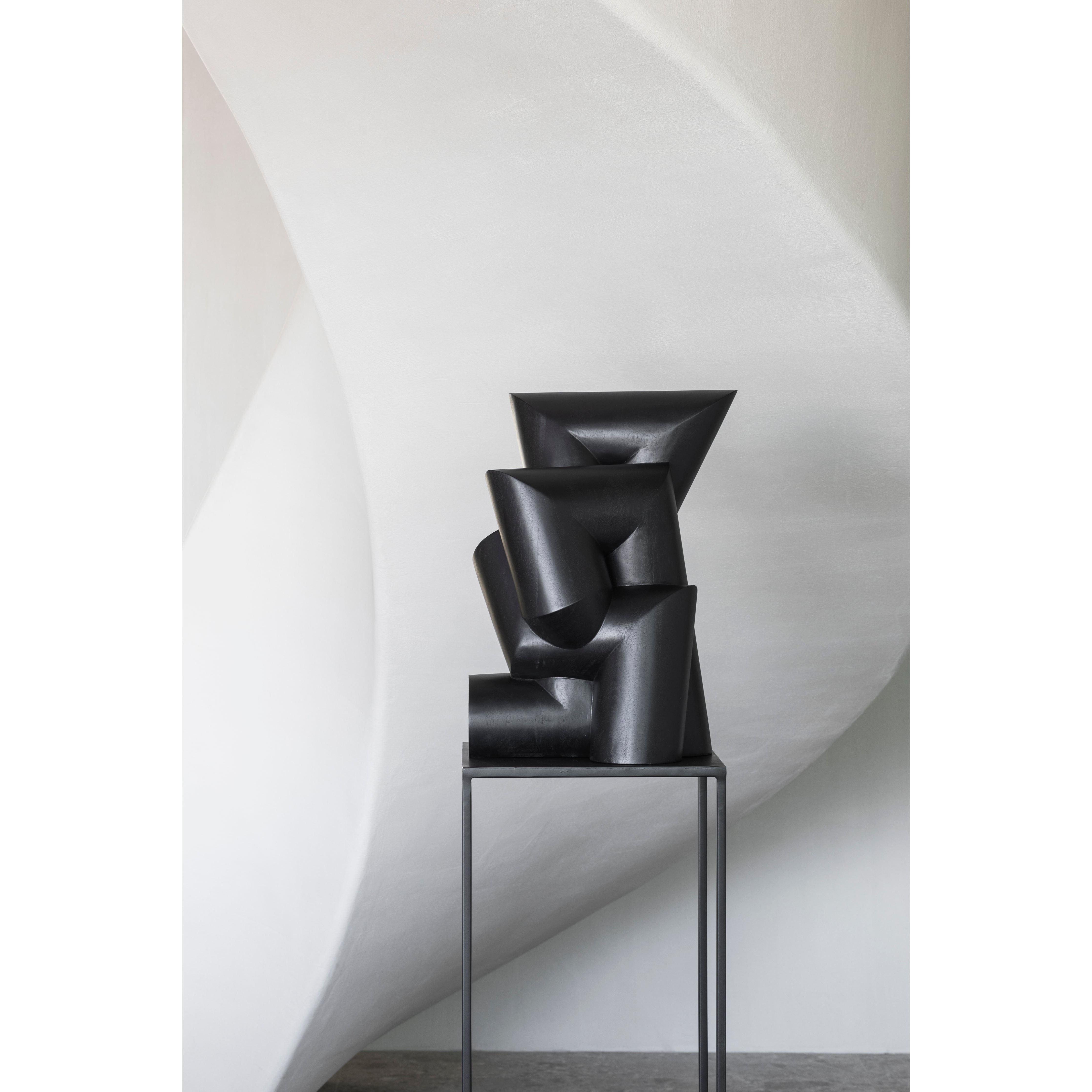 Modern_Shapes_wood Sculpture_Teak_Absid_Pipe_3L-on_plinth