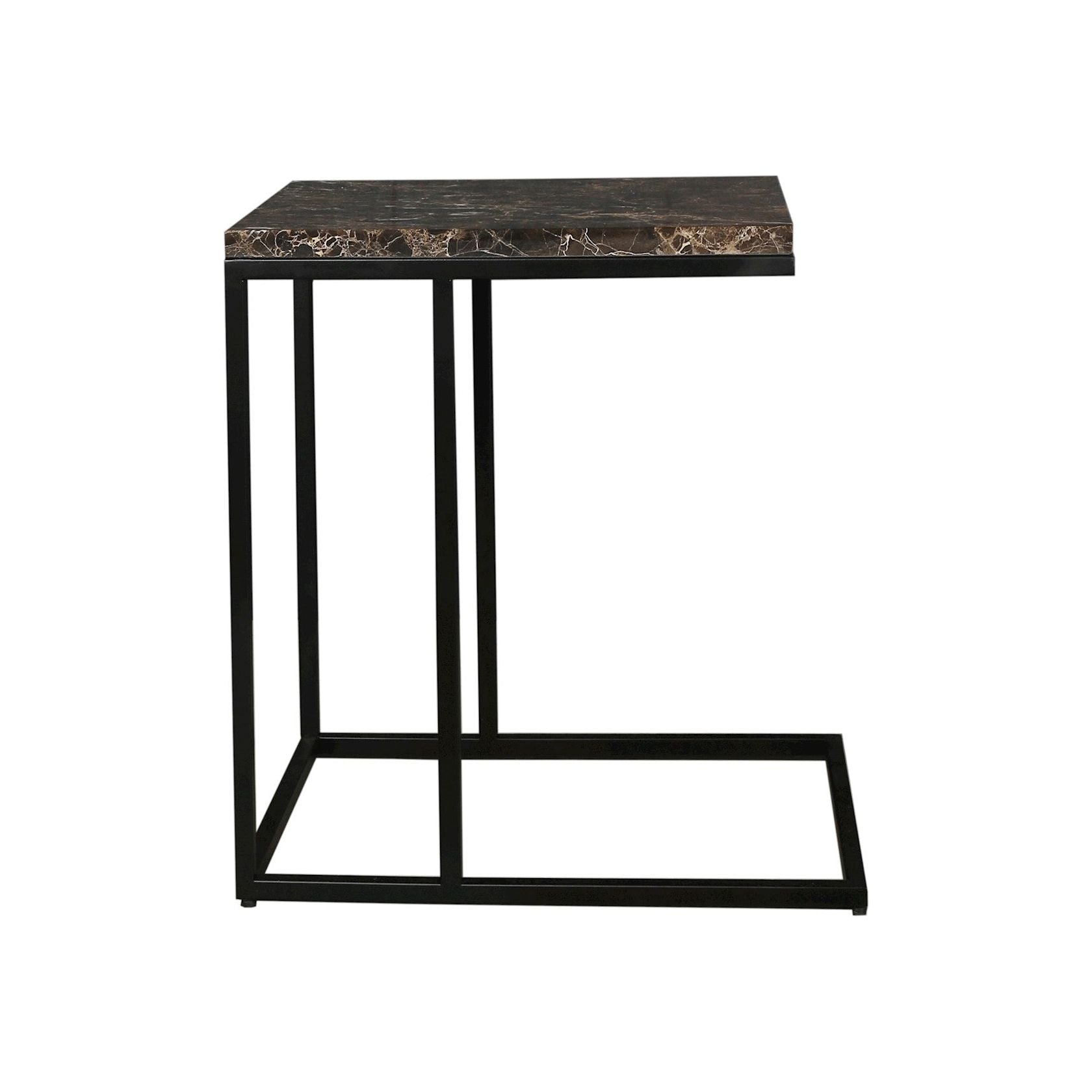 Scapa_Home_black_powdercoated_metal_with brown marble top BOSA-Side-Table-High_measurements_40cm_x_40cm_45cm_x_49cm