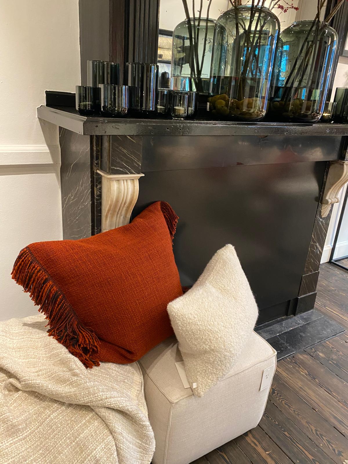 Scapa Home fire place setting square decorative cushion â€˜Zadarâ€™ in bordeaux