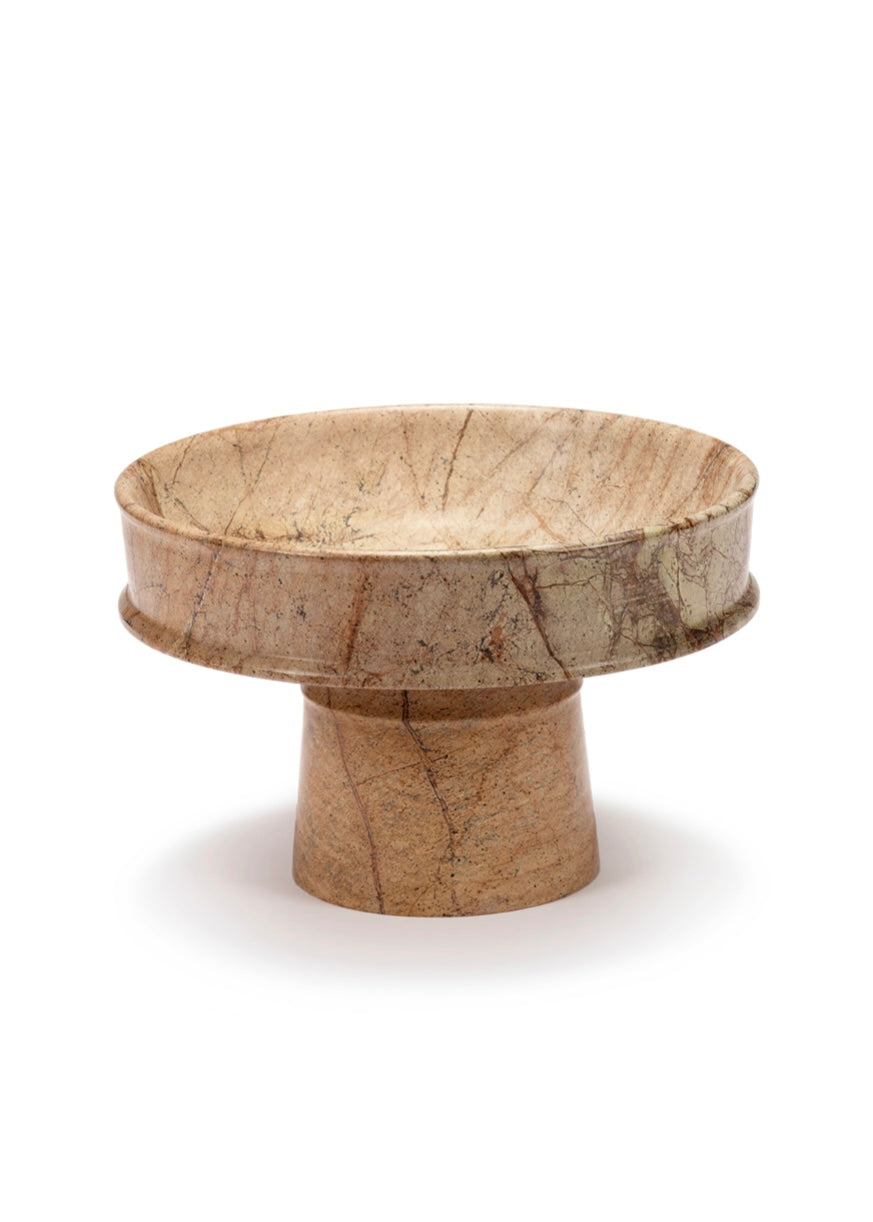 Serax by Kelly Wearstler beige marmeren schaal op voet