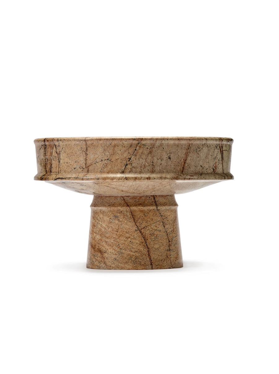 Serax by Kelly Wearstler beige marmeren schaal op voet zijaanzicht