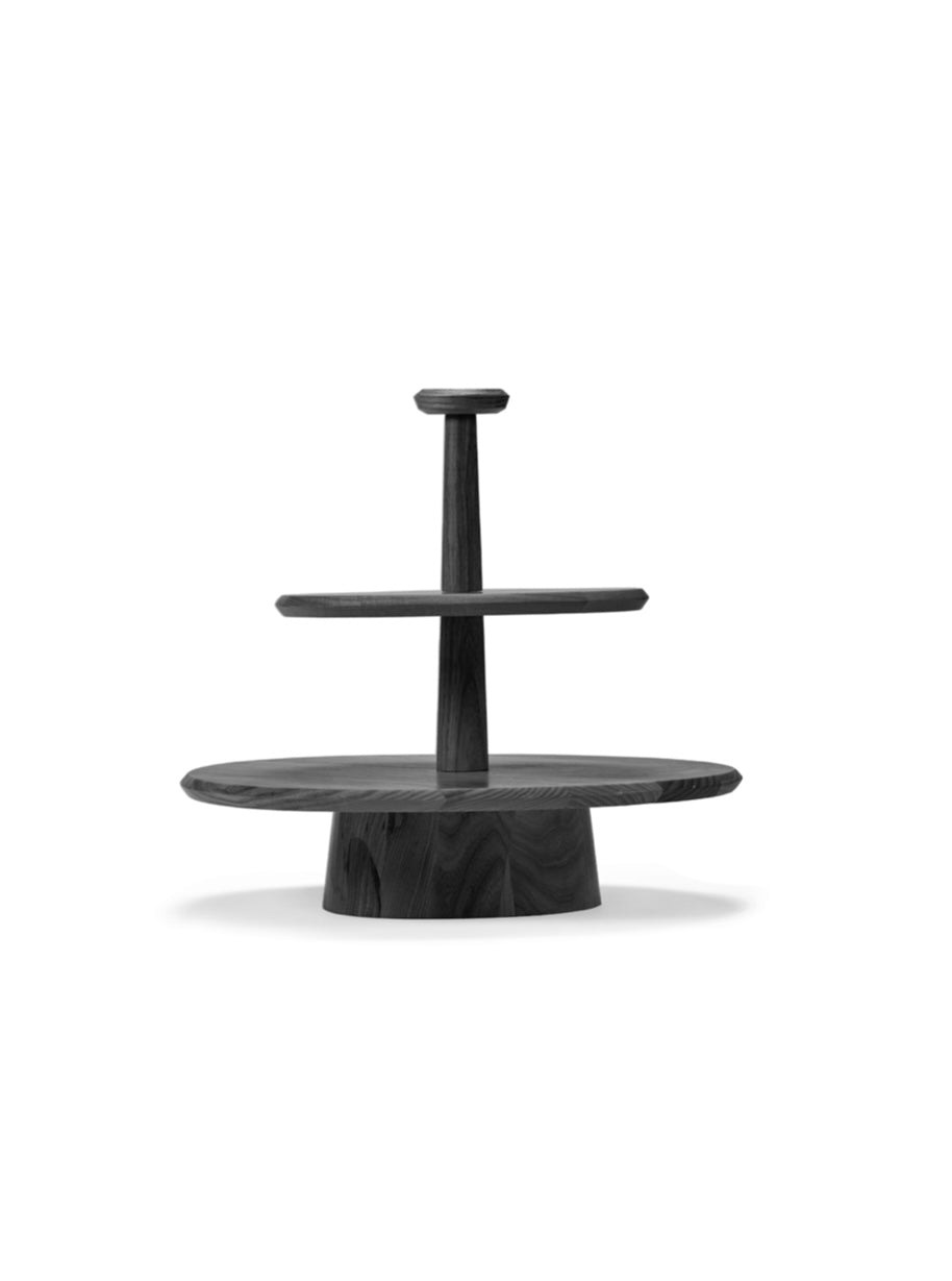 Serax by Kelly Wearstler hoge cake stand in zwart essen hout