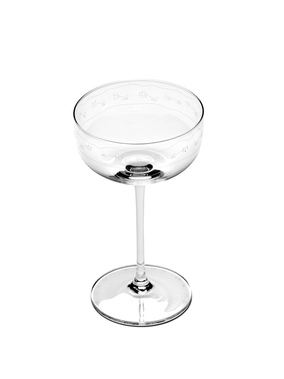 Serax by Marni champagne coupe set van 4 'Anemone Vaniglia' bovenaanzicht Serax by Marni champagne coupe set van 4 'Anemone Vaniglia' bovenaanzicht