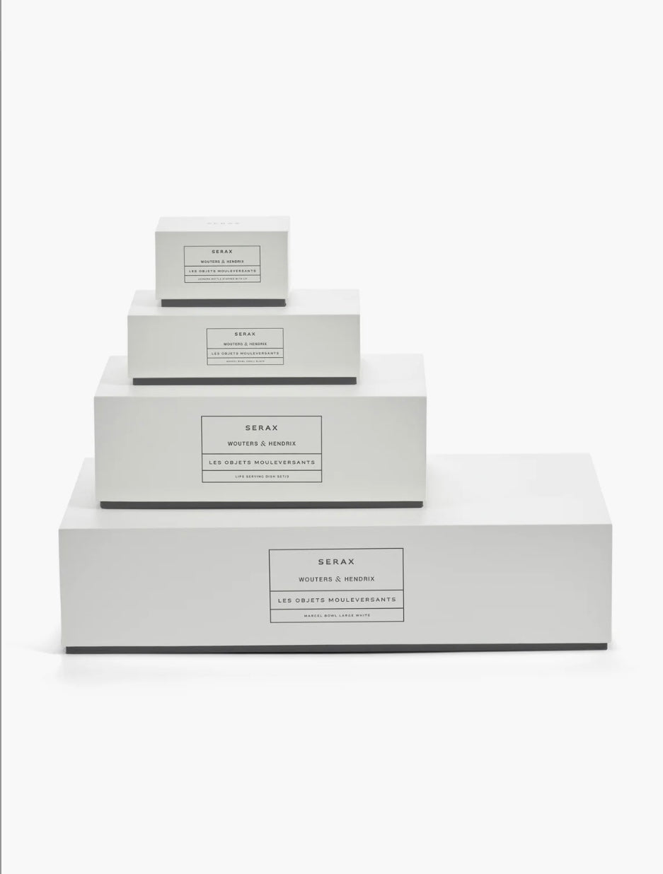 Serax by Wouters en Hendrix zwarte serveerschalen in de vorm van een mosselschelp kadodozen