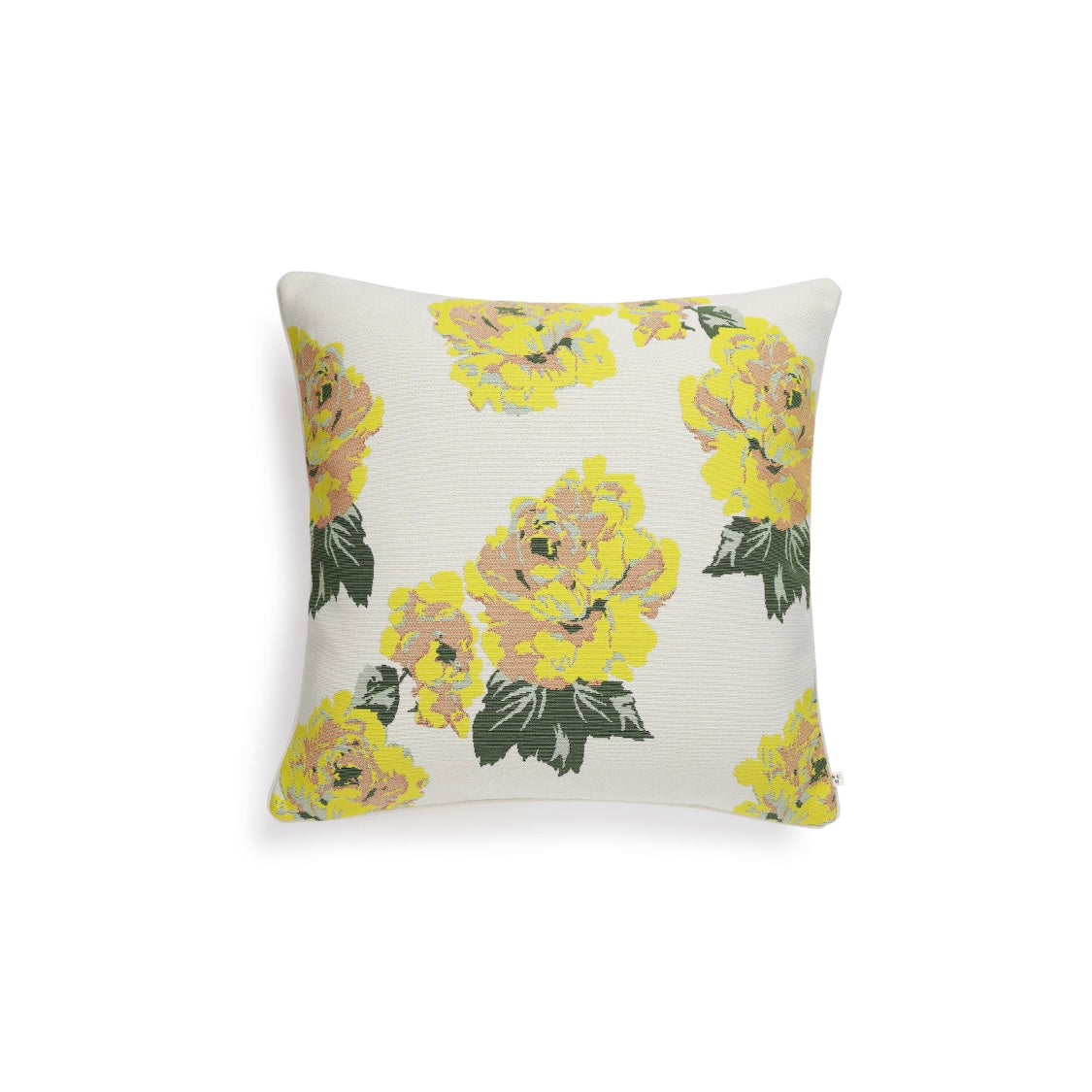 Scapa Home buitenkussen â€˜Muggia' met gestyleerd bloemenpatroon in geel 60 x 60 cm