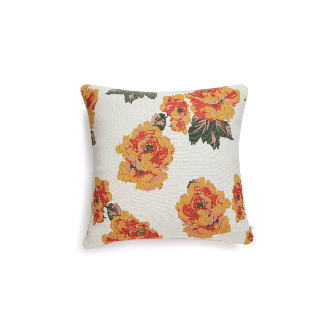 Scapa Home buitenkussen â€˜Muggia' met gestyleerd bloemenpatroon in oranje 60 x 60 cm