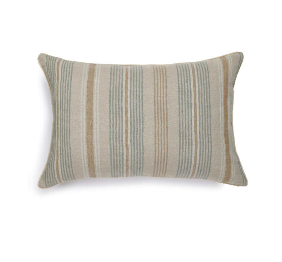 Scapa Home langwerpig sierkussen â€˜Riadâ€™ streep in groen en camel 40 x 60 cm