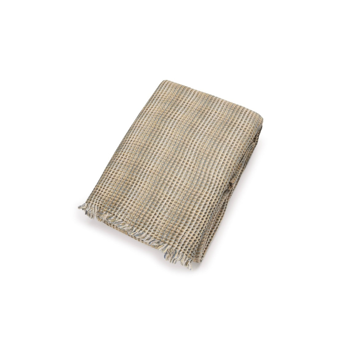 Scapa Home plaid ‘Forli’ in ruitpatroon met zand, oker en hemelsblauw 135 x 240 cm