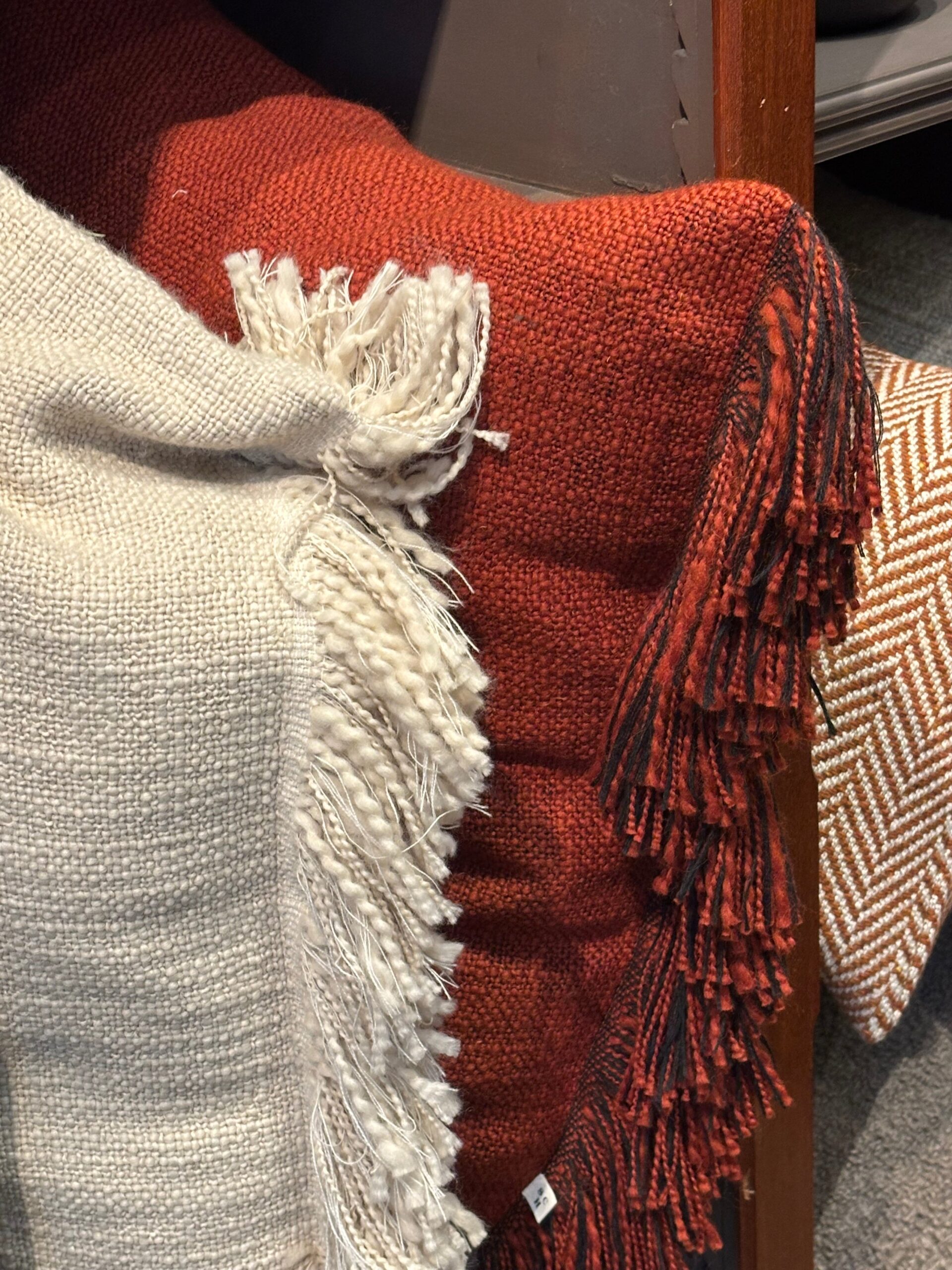 Scapa Home decorative cushions 'Zadar' in lime white and bordeaux 60 x 60 cm