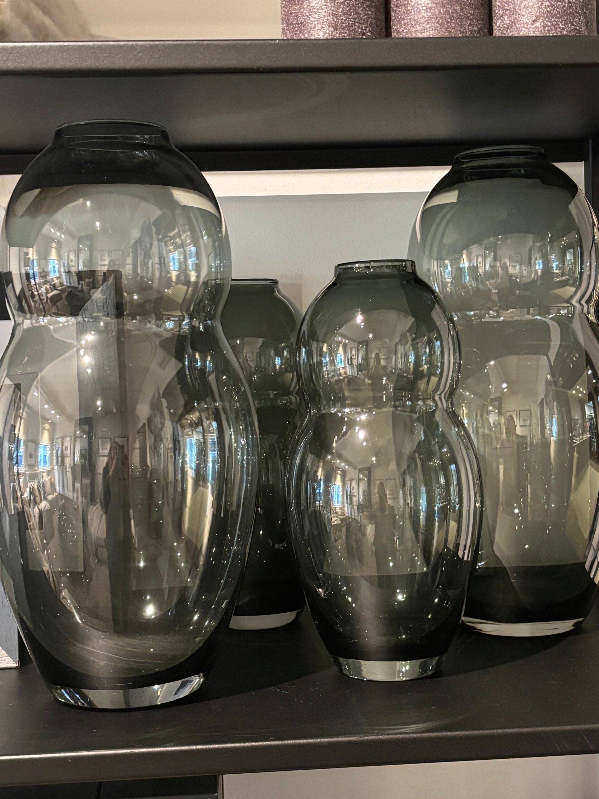 Scapa Home vaas 'Double Belly' in antraciet glas Scapa Home vaas 'Double Belly' in antraciet glas