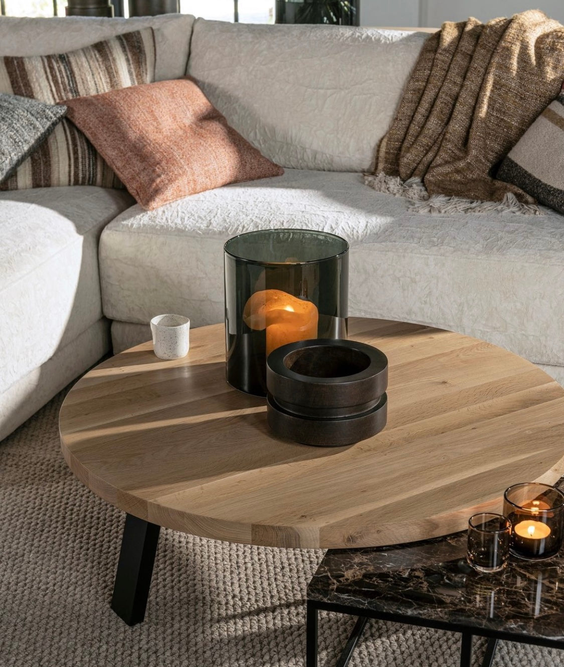Scapa Home salontafel 'Loxy' met vaas Mimas in antraciet grijs