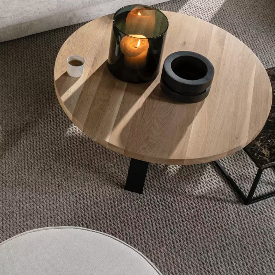 Scapa Home metal coffee table 'Loxy' with natural oak top 100 x34 cm