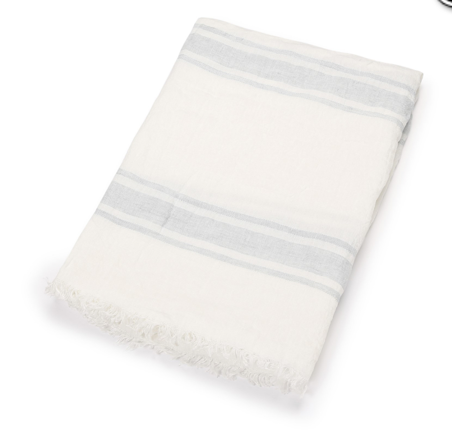 Scapa Home plaid/strandlaken ‘Capri' in multi-streep in licht grijs