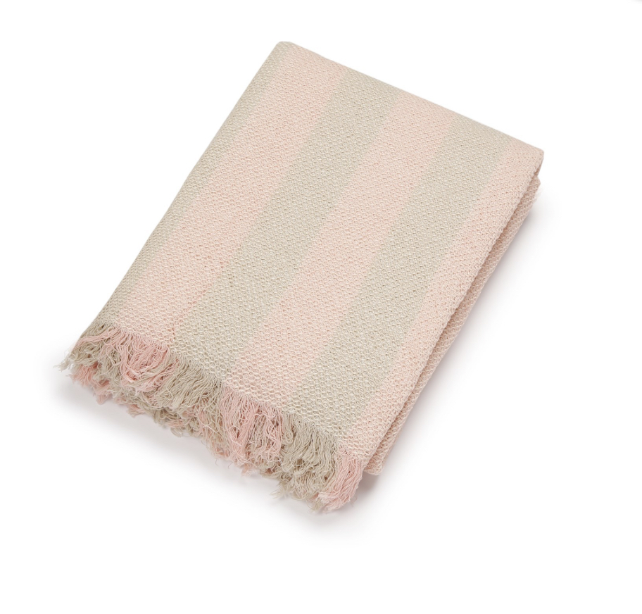 Scapa Home plaid/strandlaken ‘Elba' in streep met licht roze en licht groen