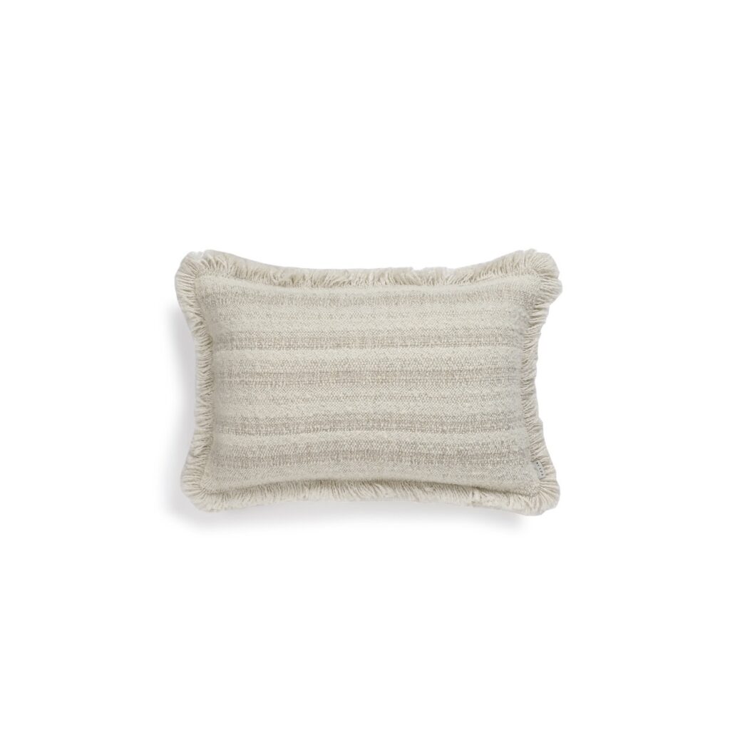 Scapa Home sierkussen ‘Rowan’ in gemeleerd kalkwit met franje 40 x 60 cm