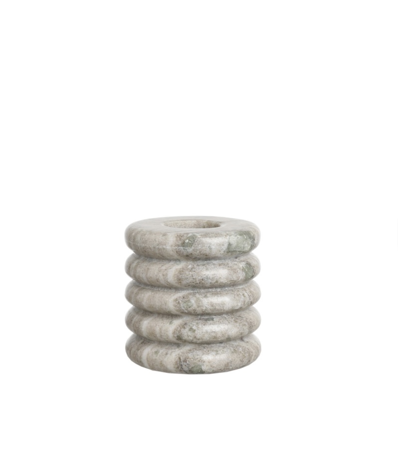 Scapa Home klein rond vaasje/kaarsenhouder ‘Ridge' in beige marmer