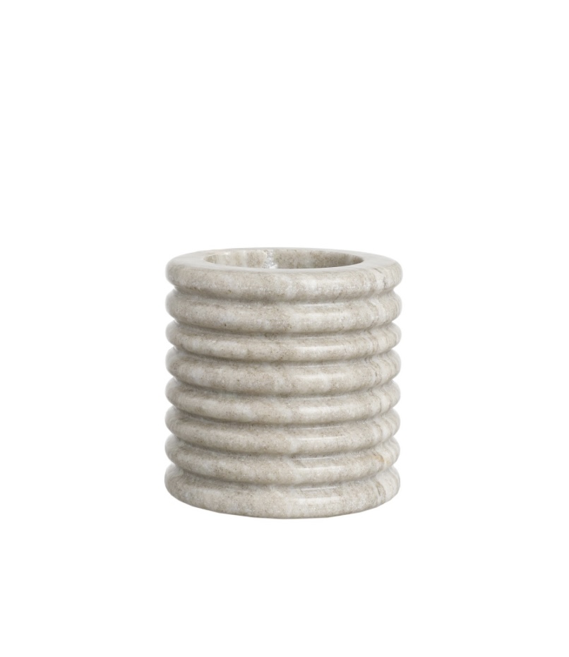 Scapa Home medium ronde vaas/object ‘Ridge' in beige marmer