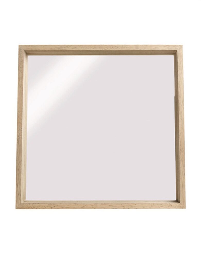 Scapa Home houten wand spiegel 'Mira' in naturel eiken 30 x 30 x 6 cm