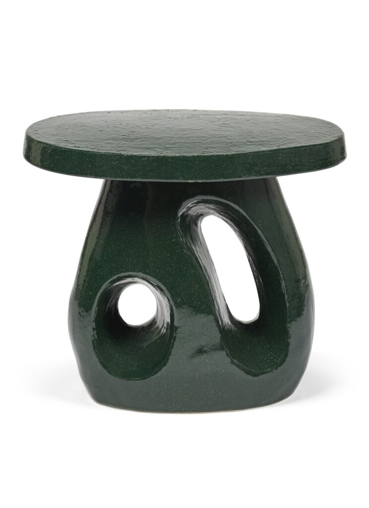 Serax by Marie Michielssen keramisch bijzettafeltje 'Amé' in donkergroen - 39 cm x 40 cm x 37 h cm