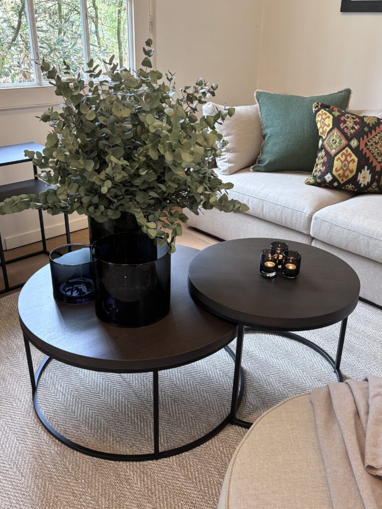 Scapa Home ronde stalen salontafel 'Rad' met bruin eiken blad 80 dia x 40 h cm