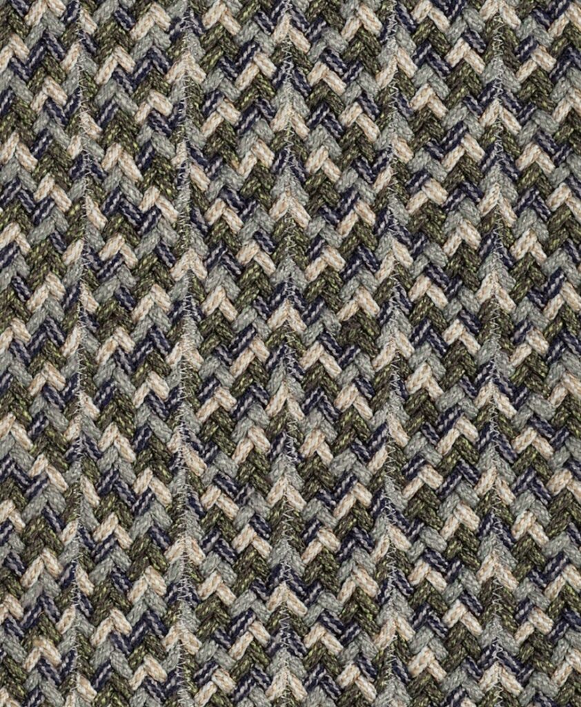 Scapa Home (buiten) vloerkleed 'Branton' in blauw met groen visgraat patroon met border