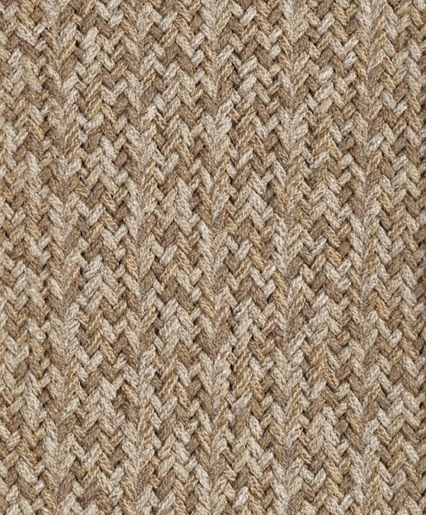 Scapa Home (buiten) vloerkleed 'Branton' in beige visgraat patroon met border