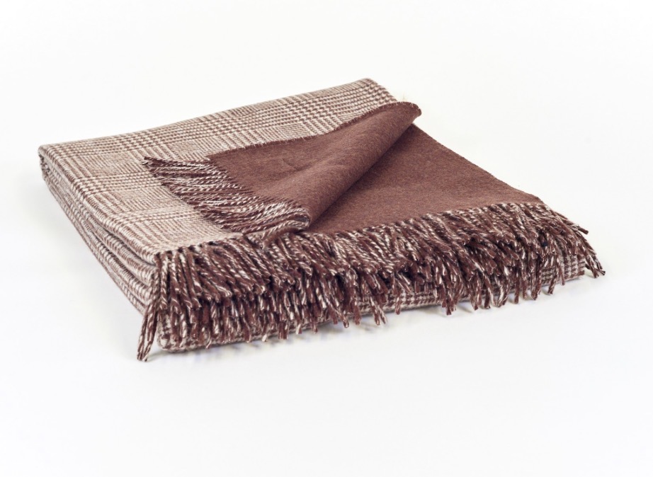 Scapa Home merino wol plaid ‘Jord’ pied de poule patroon in terracotta 150 x 200 cm