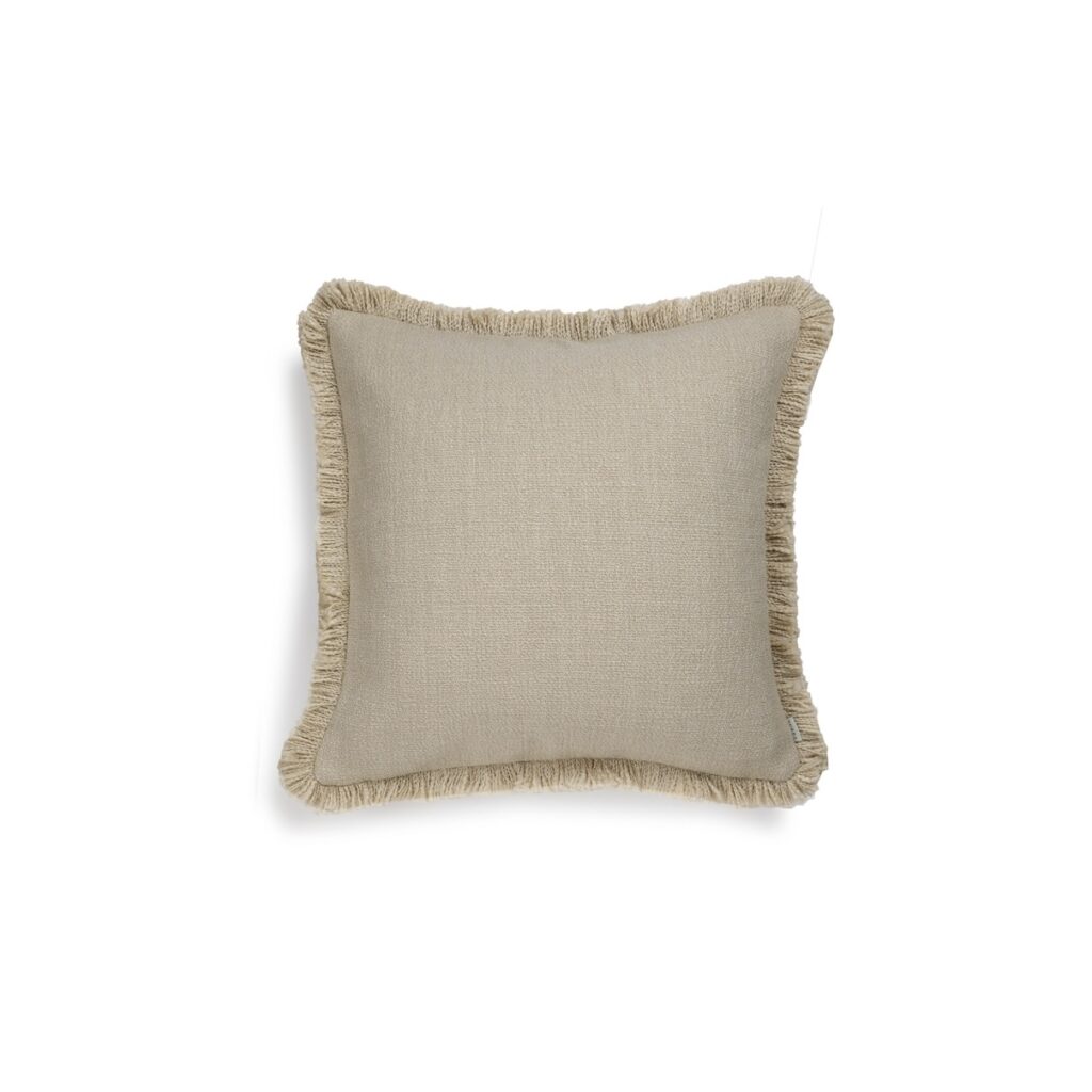 Scapa Home vierkant bouclé buitenkussen ‘Zuri’ in beige 60 x 60 cm